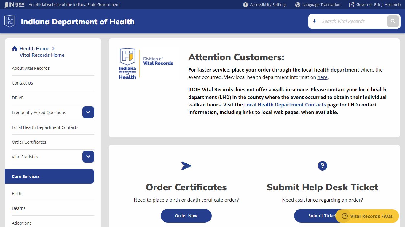 Health: Vital Records: Home - IN.gov